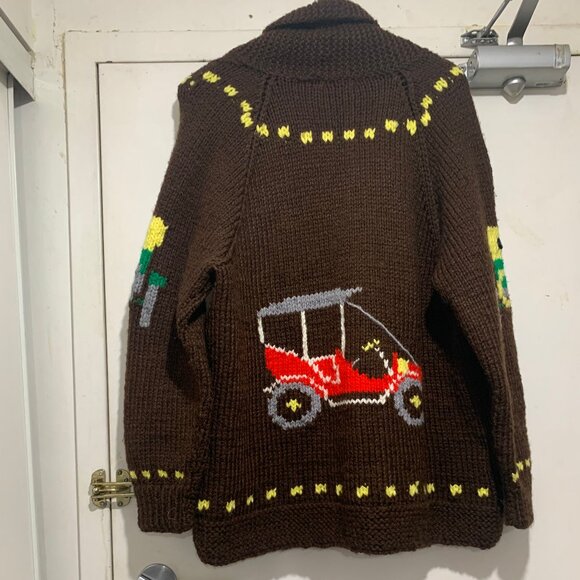 HAND KNITTED GRAPHIC SWEATER CARDIGANS SIZE XL - Picture 3 of 9